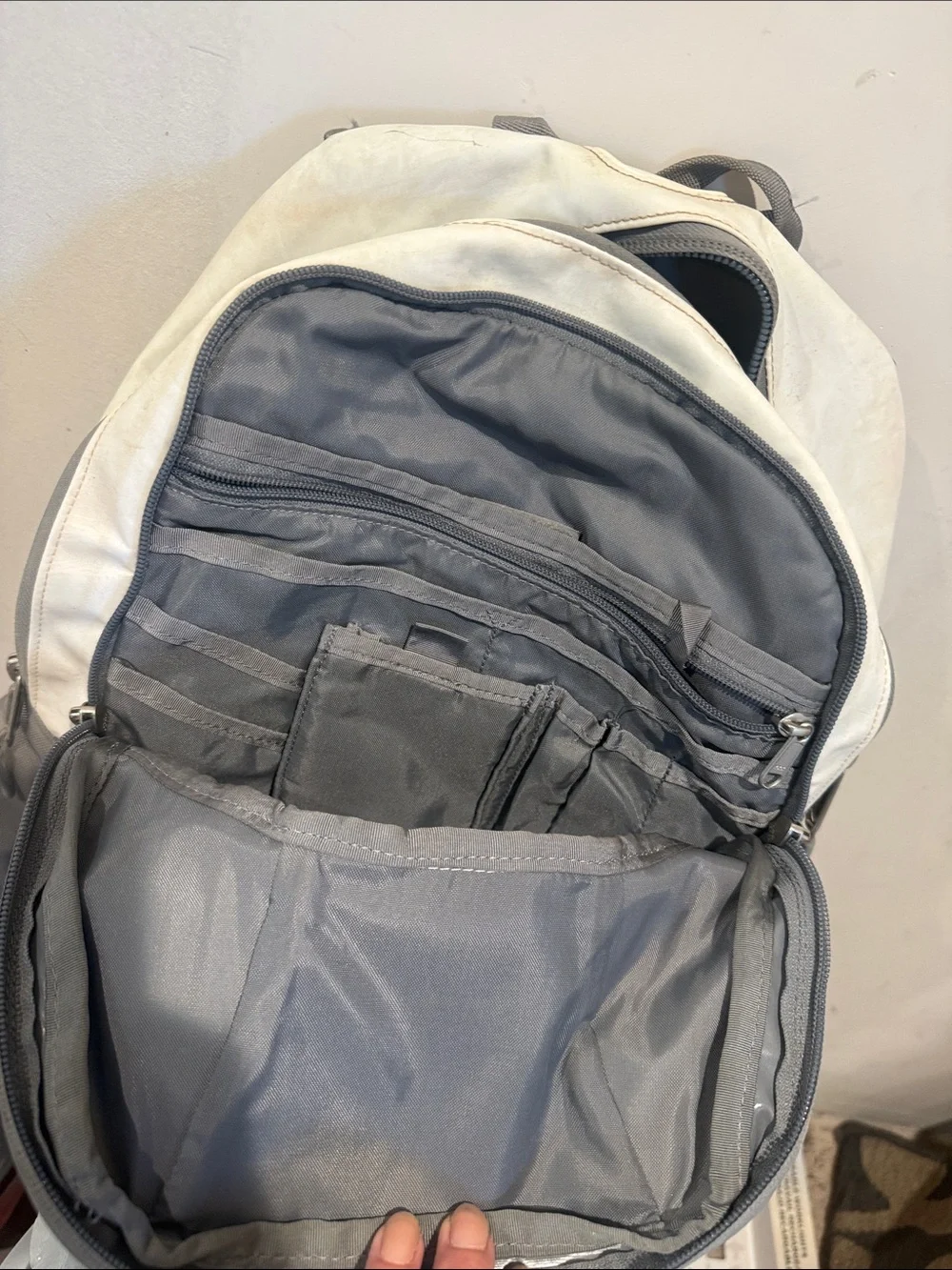 The North Face Double Shot Backpack in White and Gray